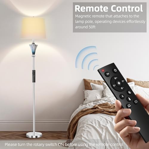 Blue Glass Floor Lamp with Smart Remote Control
