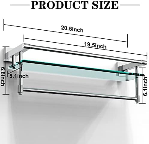 SFGSOWOR 20 Inch Bathroom Glass Shelf with Towel Rack Organizer