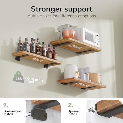 VANCASTLE Floating Shelf Brackets 6 Pack 8 Inch Heavy Duty Black