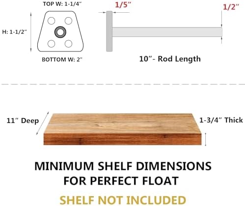 12-Pack 10 Inch Hidden Floating Shelf Bracket