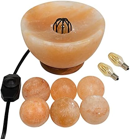 Spantik Himalayan Fire Bowl Salt Lamp with 6 Massage Balls