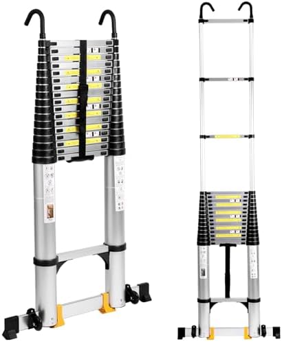 BOWEITI 262FT Telescoping Ladder Aluminum Collapsible Ladder with Non-Slip Feet