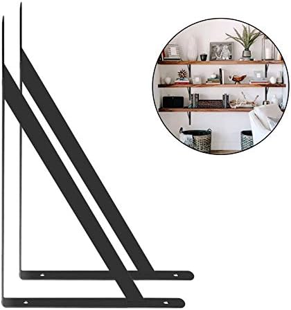 10 Pack Heavy Duty Black Shelf Brackets with 90 Degree Triangle Design
