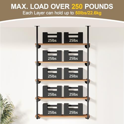 Industrial Iron Pipe Shelving Wall-Mount 5-Tier