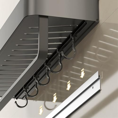 Wall Mounted Bathroom Shelves 2-Tier Floating Shelf with Hooks Gray