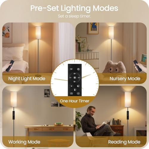 GOEBLESON 644 Inch Dimmable Floor Lamp with Remote and Foot Switch