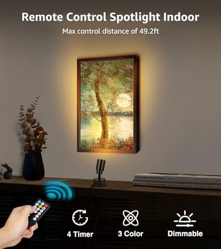 SUNVIE 2 Pack Dimmable LED Floor Spotlights with Timer and Remote Control