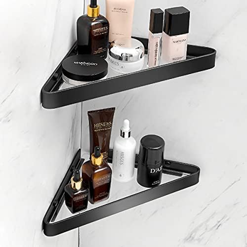 VOLPONE 2-Tier Tempered Glass Corner Shelf for Bathroom