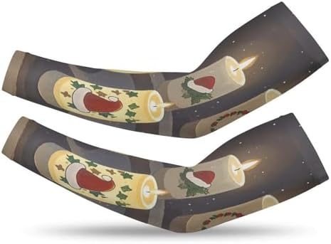 Christmas Candles Print Arm Sleeves for Running and Outdoor Sports