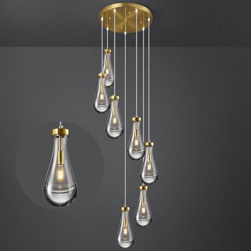 Raindrop Gold Pendant Light 7-Light Kitchen Island Fixture