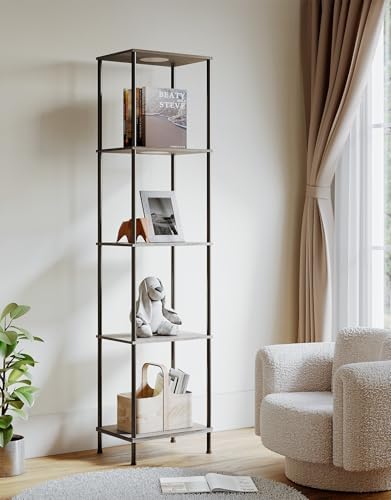 Display Shelf with RGBW Light 5-Tier Floor Lamp with Shelves