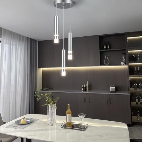 Modern Dimmable Chrome Mini Pendant Light 3-Light Kitchen Island Fixture