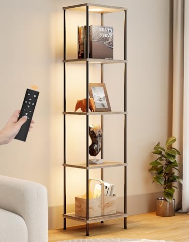 Display Shelf with RGBW Light 5-Tier Floor Lamp with Shelves