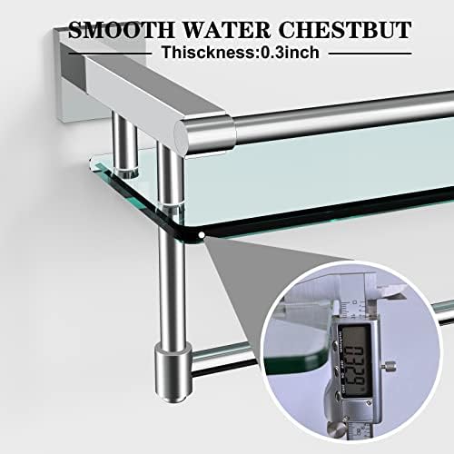 SFGSOWOR 20 Inch Bathroom Glass Shelf with Towel Rack Organizer