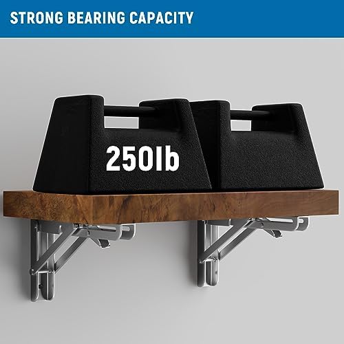 LEOPO 12 Inch Folding Shelf Brackets 2 Pack