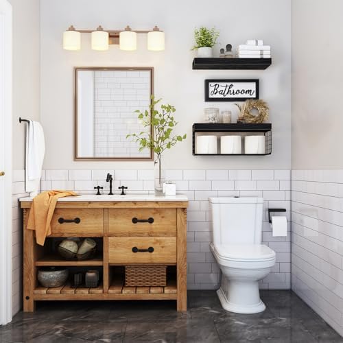 QEEIG Bathroom Shelves Over Toilet 21 Set Black
