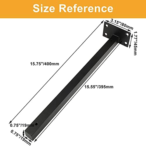 4 Pcs 16 Inch Floating Shelf Brackets Heavy Duty Stainless Steel Black