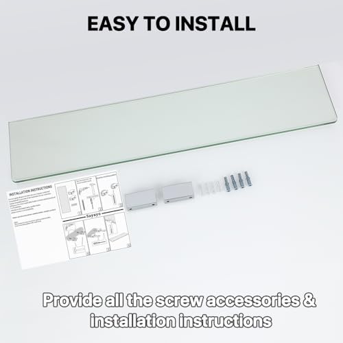 SAYAYO 24 Inch Tempered Glass Shelf for Bathroom Clear