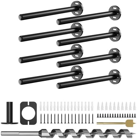 Crafterspirit 8pc Invisible Floating Shelf Brackets Heavy Duty Black