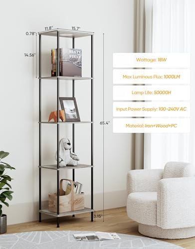 Display Shelf with RGBW Light 5-Tier Floor Lamp with Shelves