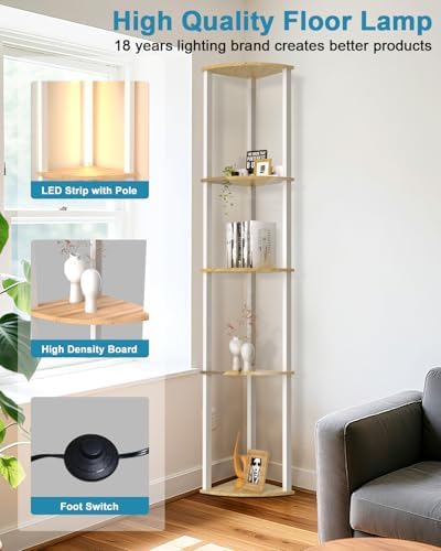 Lightdot 64 Inch Floor Lamp with Shelves - White