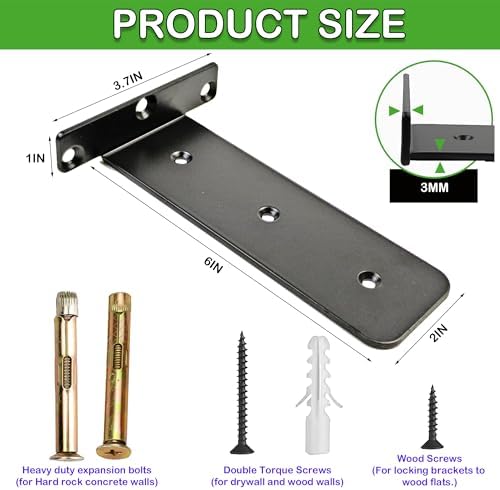 4 Pack Heavy Duty 6 Inch Floating Shelf Brackets