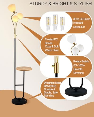 Lightdot 65 Inch Floor Lamp with Dimmable LED and Tray