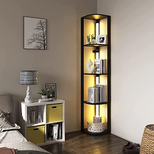 VTRIN 5-Tier Corner Shelf with LED Light