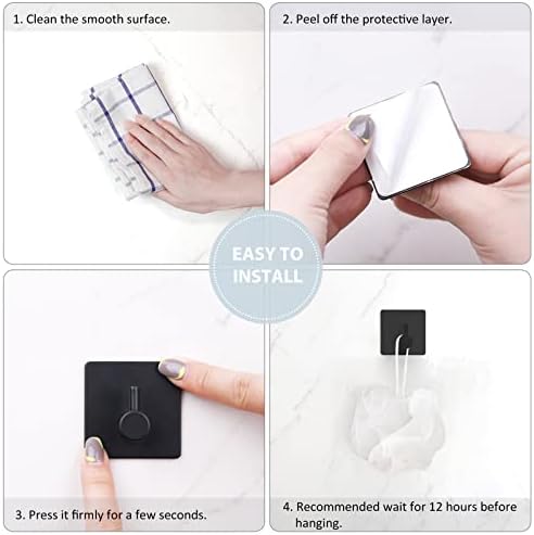 VISV Adhesive Towel Hooks 4 Pcs Black Matte
