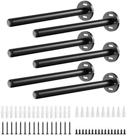 6pcs Black Floating Shelf Brackets Heavy Duty No Tools