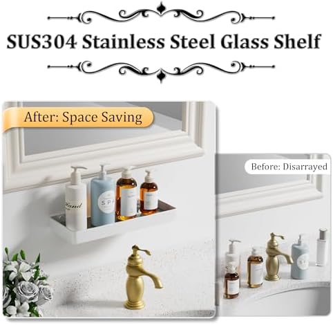 Alise Glass Bathroom Shelf 118 Inch Floating
