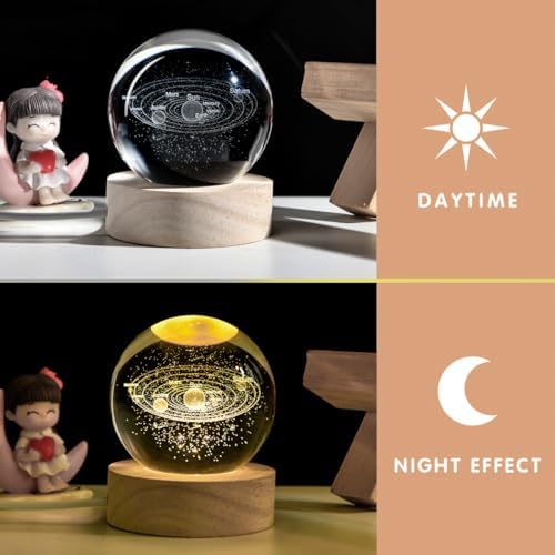 Solar System 3D Crystal Ball with LED Stand