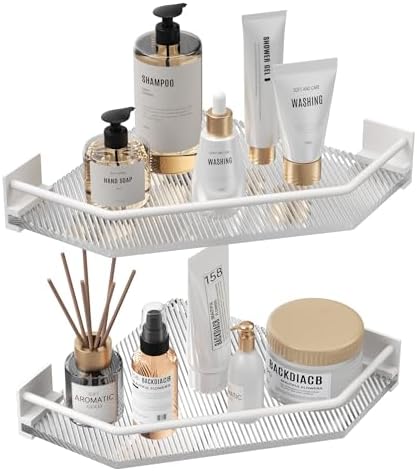 2 Tier Acrylic Corner Shelf Organizer - White