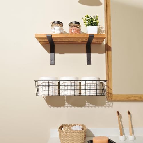 SheeChung Farmhouse Bathroom Floating Shelves Set - Brown