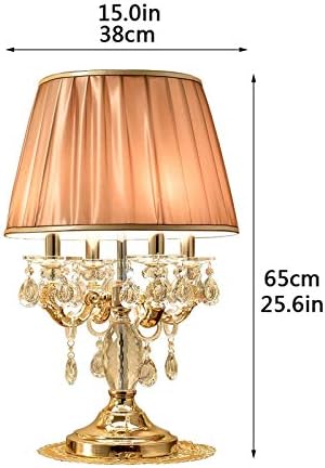 Telescope LED Desk Lamp with Crystal Base and Pleated Fabric Shade
