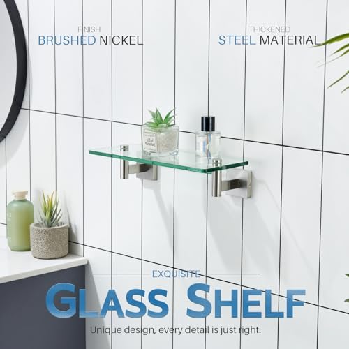 KOKOSIRI Floating Shelf 2 Pack Brushed Stainless Steel 12-Inch