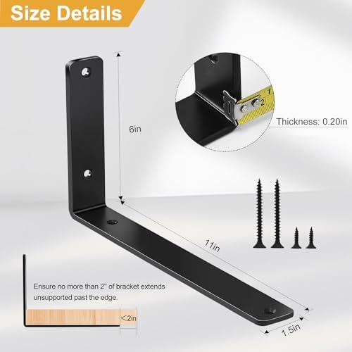 8 Pack L-Shaped Shelf Brackets with Screws