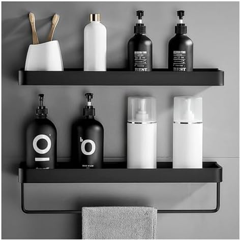 Black Aluminum Bathroom Corner Shelf Organizer