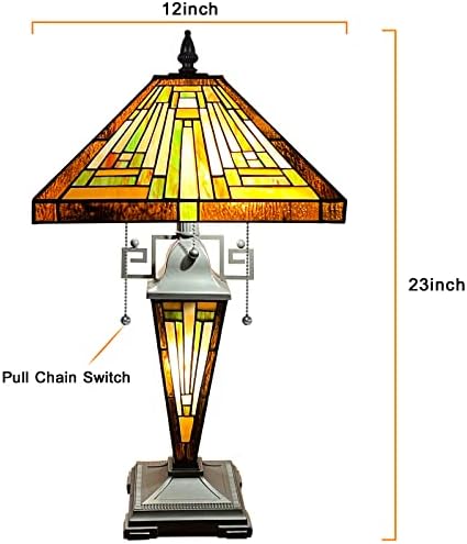 Capulina 3-Light Tiffany Style Table Lamp 12x12x23 Inches Amber Brown