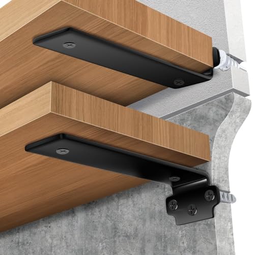 Heavy Duty Floating Shelf Brackets 12 Inch 6 Pack Black Coated