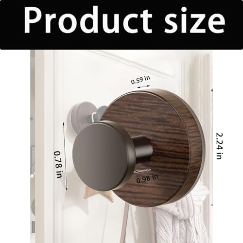 Suction Cup Hooks 4 Pack Walnut for Shower and Door