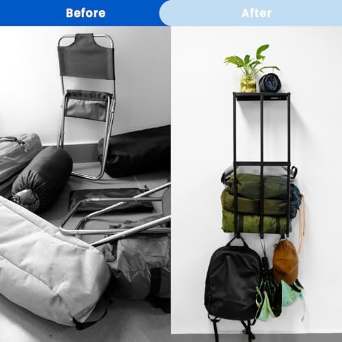Camping Chairs Wall Storage Rack with 3 Hooks