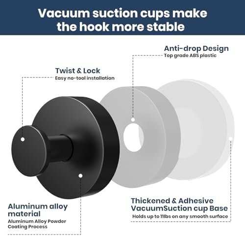 Vacuum Suction Cup Hooks 2 Pack Red