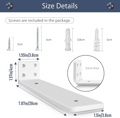 MLOQI 4 Pack Heavy Duty Floating Shelf Brackets with 5mm Thickness