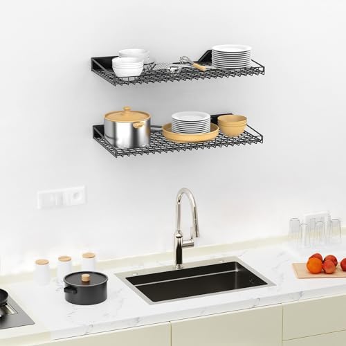 TORACK 2 Pack Wall Mounted Storage Shelves Black
