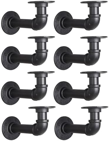 Heavy-Duty L-Shaped Pipe Shelf Brackets 8 Pack for Wood