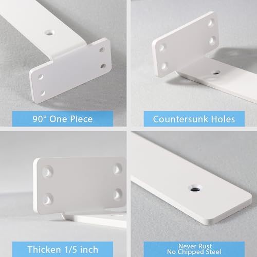 Heavy Duty Floating Shelf Brackets 10-Inch Long 6-Pack Matte White L