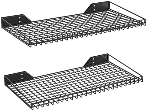 TORACK 2 Pack Wall Mounted Storage Shelves Black