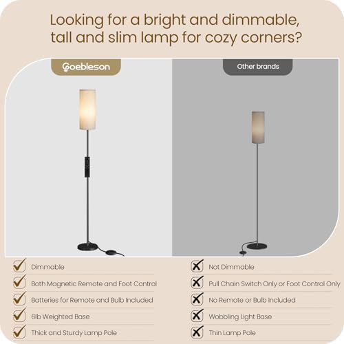 GOEBLESON 644 Inch Dimmable Floor Lamp with Remote and Foot Switch