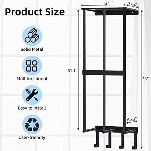 Camping Chair Wall Storage Rack - 4 Hooks Black
